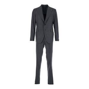 Tagliatore Men Grey Single-Breasted Suit With Peak Revers In Wool Stretch Man